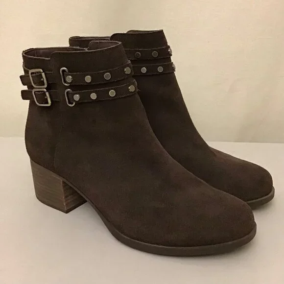 Koolaburra UGG 10 Gordana 1020132 Suede Ankle Boots Brown Booties Chunky Heels - Picture 2 of 12